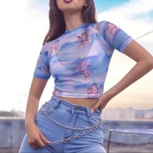 Mesh cherub women’s crop top shirt